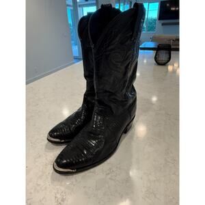 DAN POST LIZARD COWBOY BOOTS BLACK SIZE 10